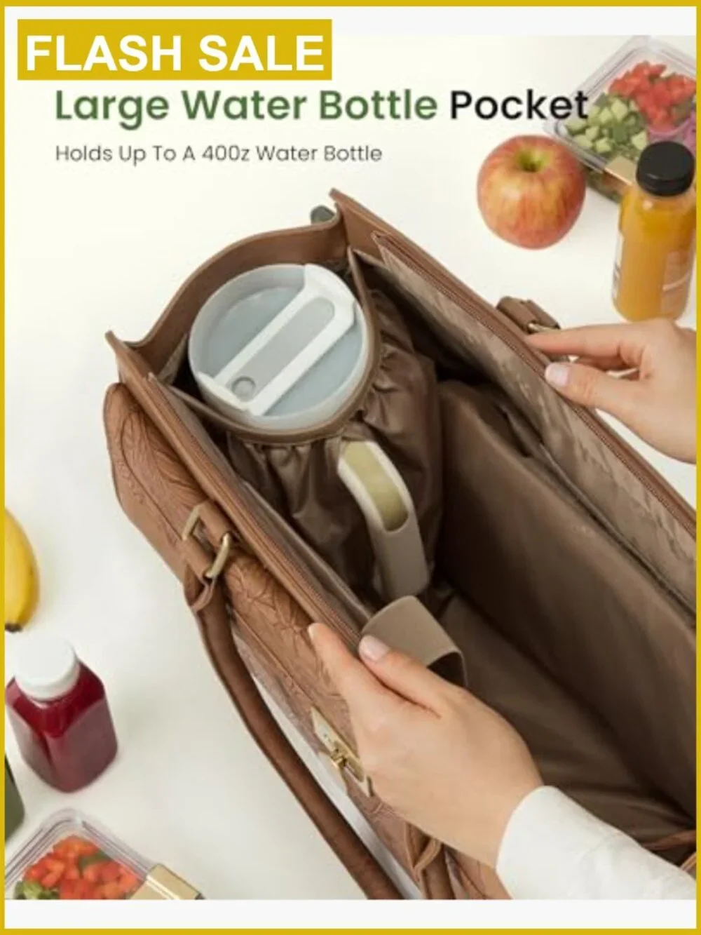 2-in-1 Laptop Lunch Bag for Women Insulated Tote with Tumbler Pocket 15.6